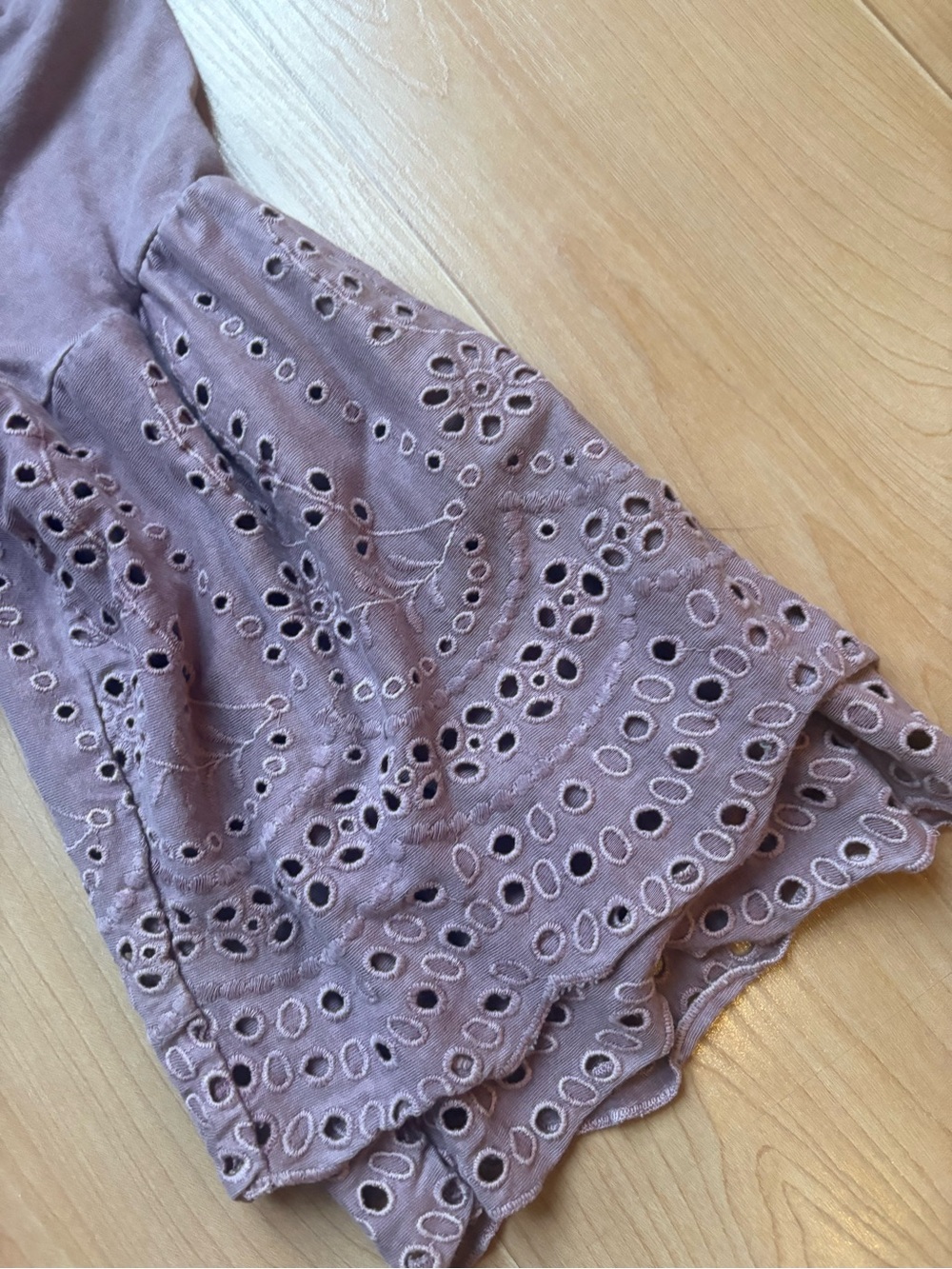 Embroidered Bell Sleeve Shirt in Mauve